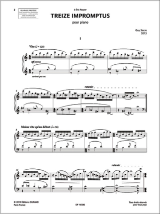 13 Impromptus - Guy Sacre - Partition - Piano